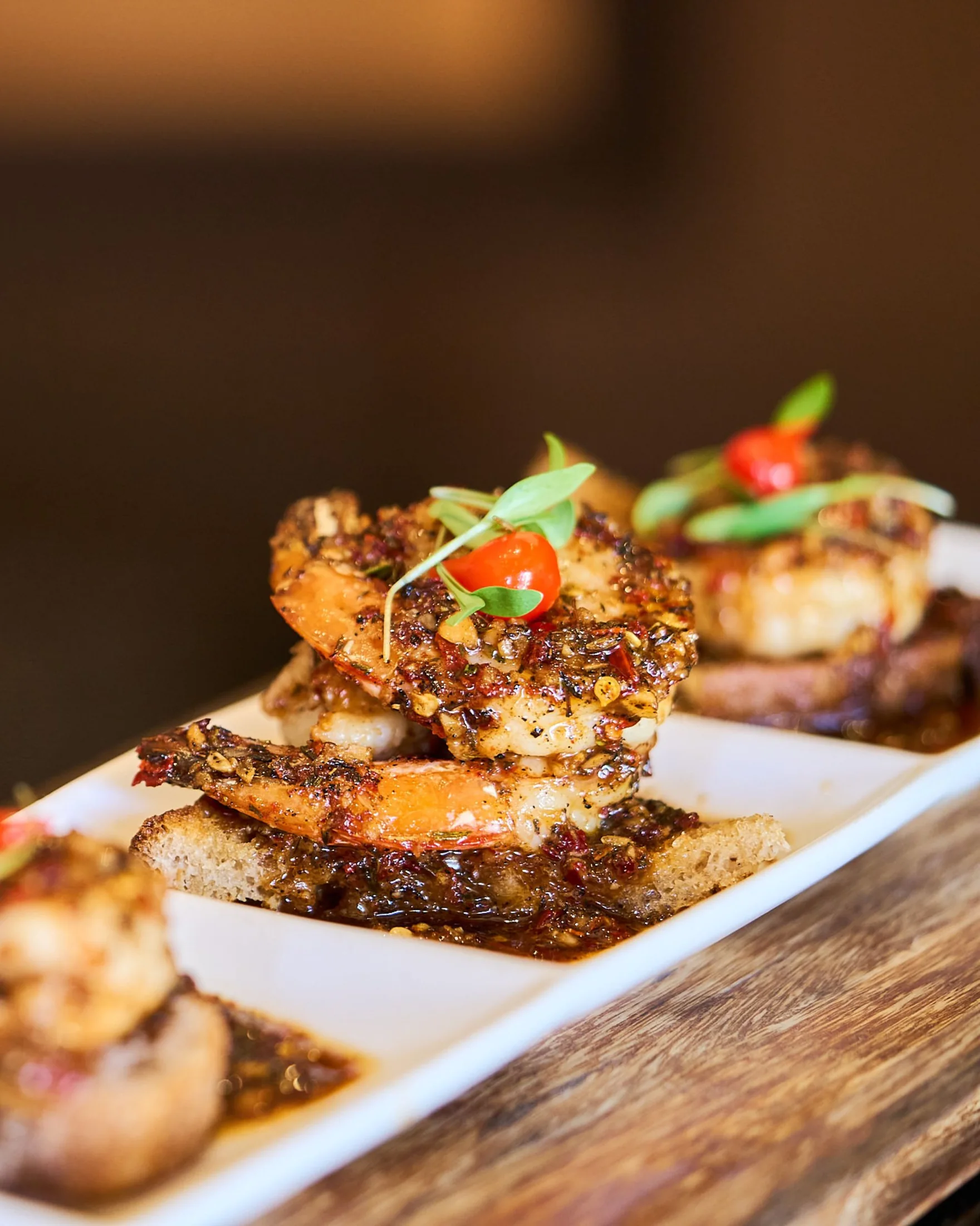 Shrimp and steak tasting plate at Casa del Toro